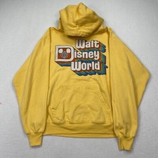 Walt Disney World Adult Medium Hooded Sweatshirt Yellow Retro Rainbow
