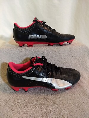 #ad PUMA Mens EVOPower 3 Black Leather Soccer Football Shoes Size: 7.5 #ZZ4 18 $17.98