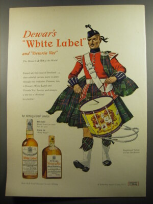 1951 Dewar's White Label Scotch Ad - Traditional Tartan of Clan MacIntyre