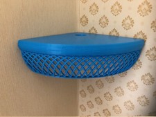 Großes Eckregal mit Vollbund und rundem Ausschnitt in blau