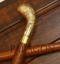 Vintage Handle Designer Brass Walking Solid Cane Wooden Stick Antique Style New