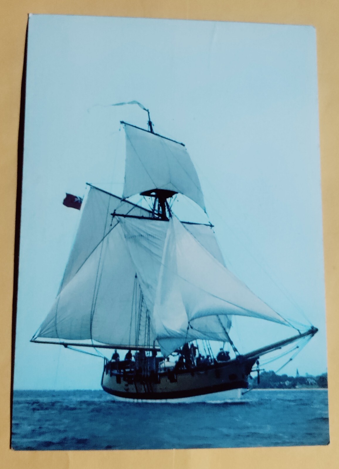 Vintage Continental Under Full Sail Postcard Mackinaw City Michigan