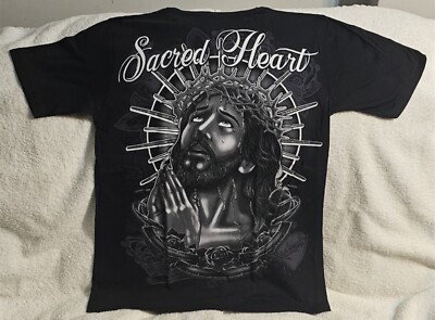 JESUS CHRIST SACRED HEART CROWN OF THORNS ROSE FLOWER PRAY GOD T-SHIRT SHIRT