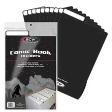 Pack of 25 BCW Black Plastic Comic Book Dividers with Folding Write On Tab