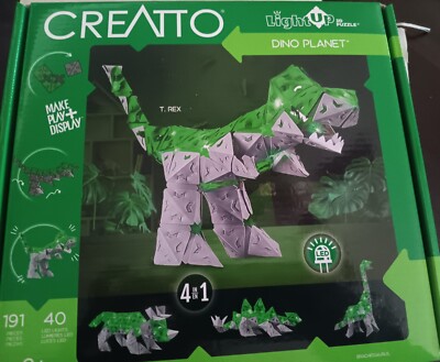 Thames and Kosmos Creatto Light Up 3D Puzzle Dino Planet 4 In 1 Green Gray