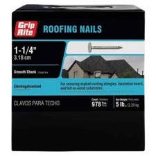 1 1/4 inch roofing nails Grip-Rite Electrogalvanized 5 lb. box, Free Shipping