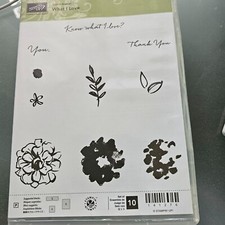 NEW Stampin Up What I Love Photopolymer Stamp Set Flowers Floral Layer Thank you
