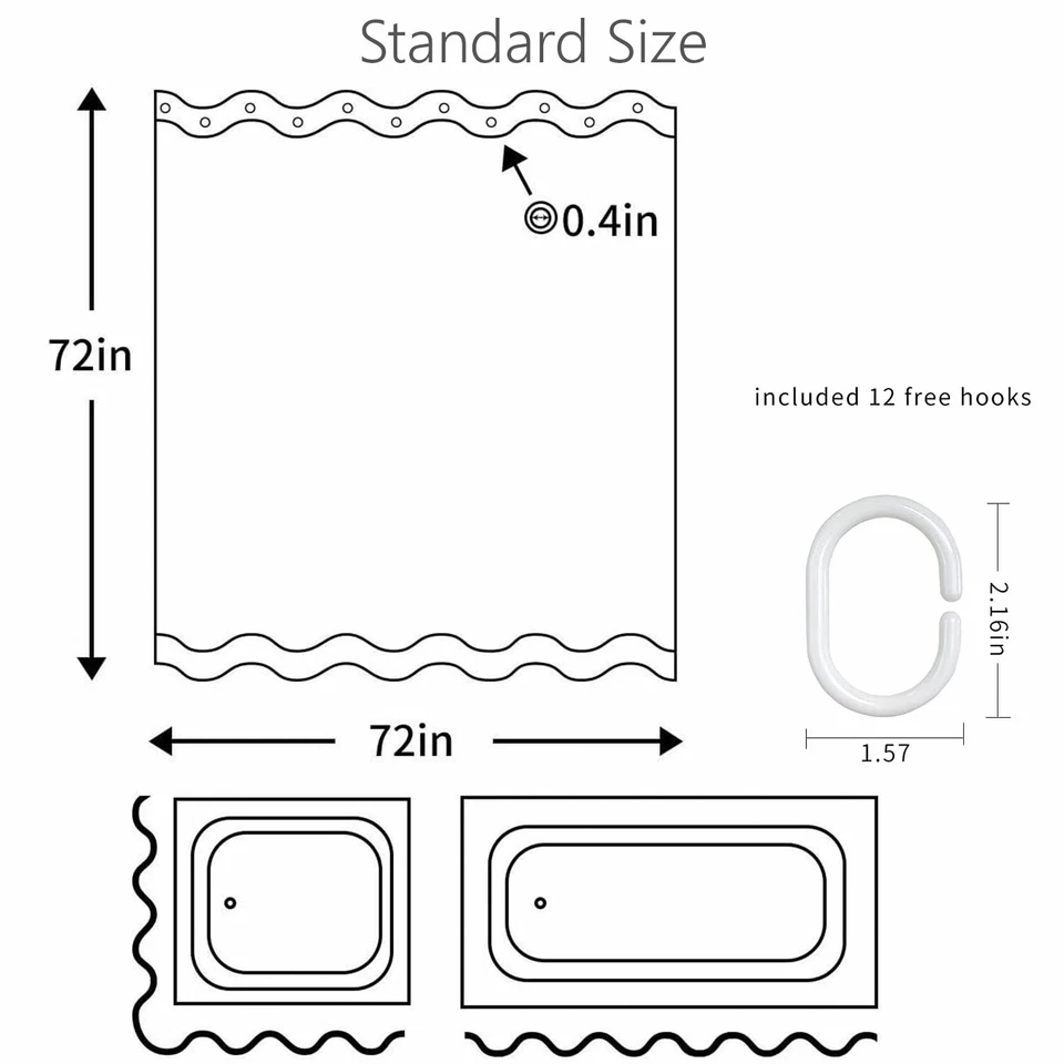 Elegante Cortina de Ducha Impermeable para Baño Estampada con 12 Ganchos NUEVOS DISEÑOS  Foto 2 de 4