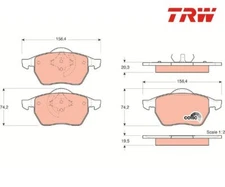 Brake pad set, disc brake Cotec TRW GDB1376 for Audi A4