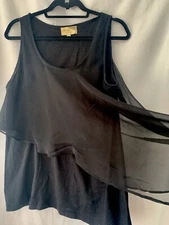 elizabeth and james Flowing Chiffon black top Blouse Size L