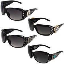 Rodeo Queen 4 Pairs of Fashionable Riding Sunglasses for Women Bling Black