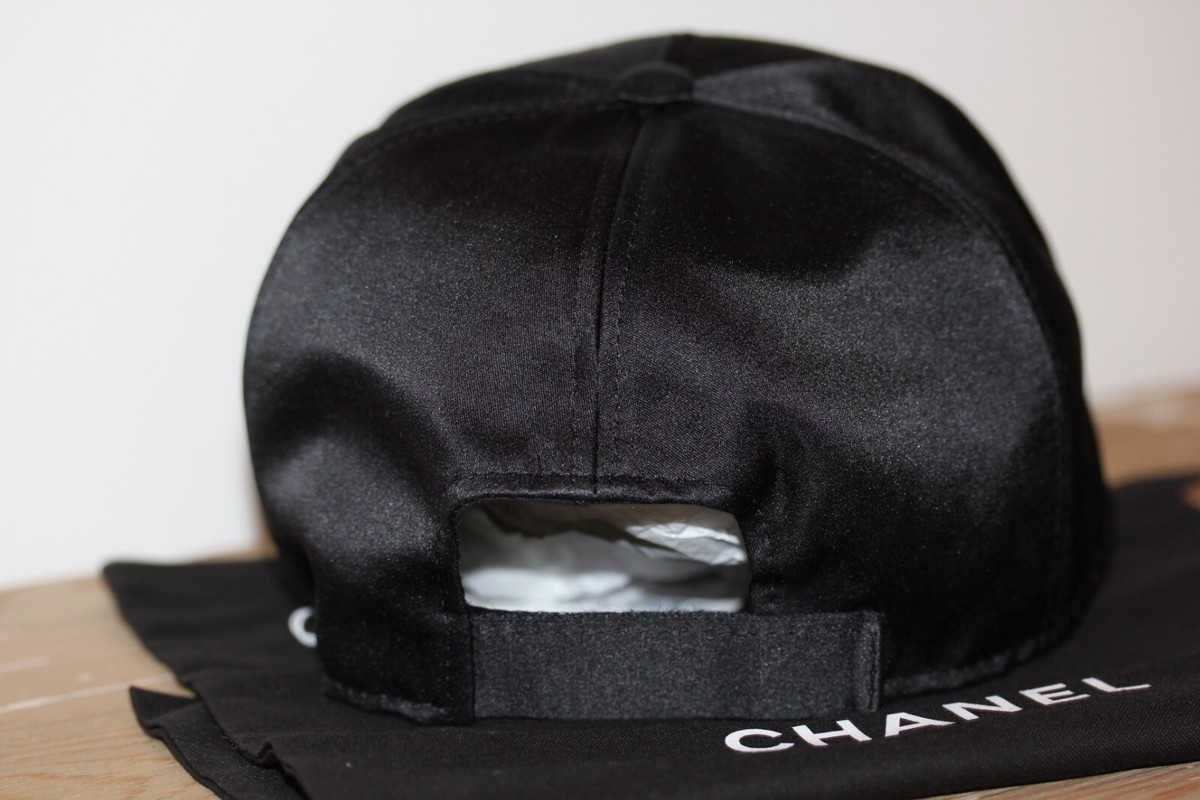 CHANEL Baseball Hat Cap Silk Faux Pearl CC Mark (one size