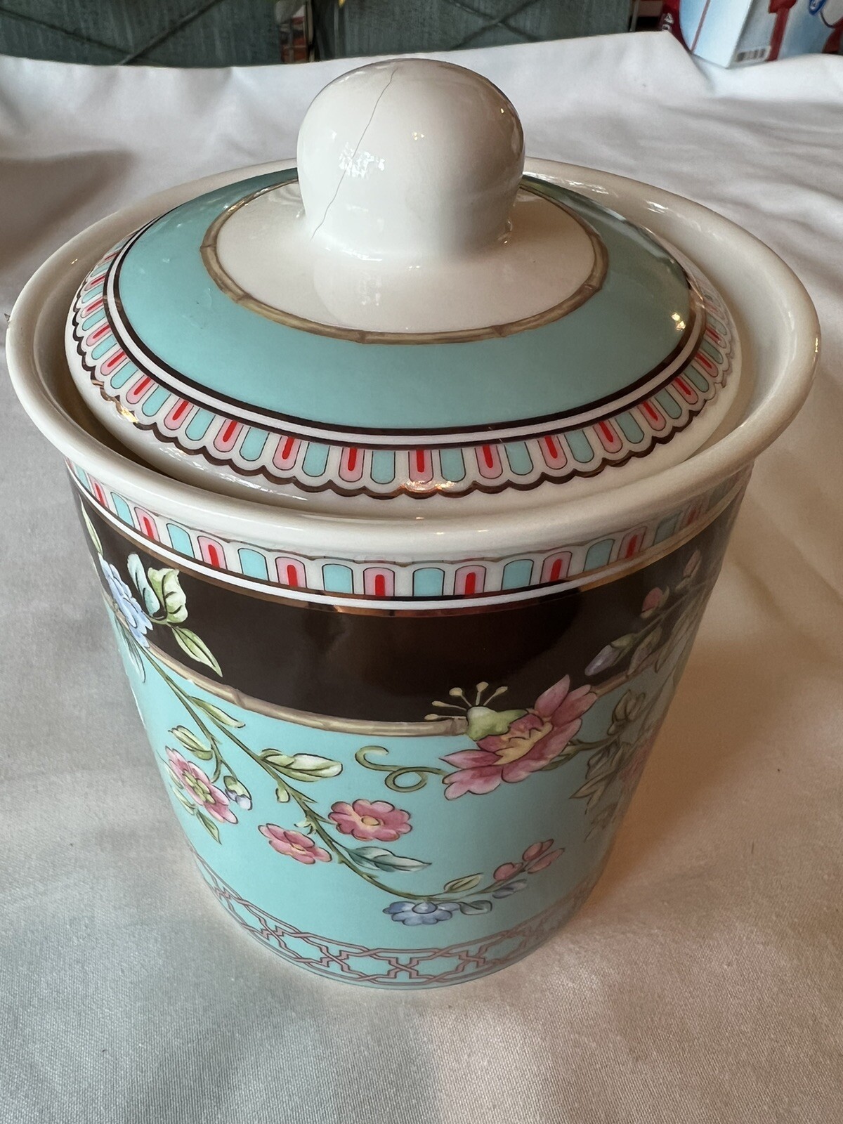 Grace Teaware Canister Floral Pattern. Fine Porcelain
