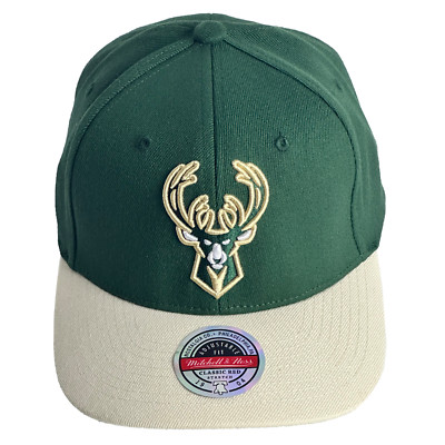 Mitchell & Ness Milwaukee Bucks 2-tone Snapback Hat Cap - Green/Tan