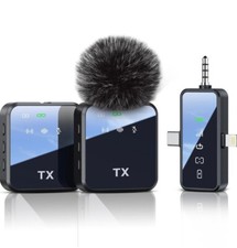 PQRQP 3 in 1 Microphone for iPhone/Android/Camera, Wireless Lavalier Microphone,