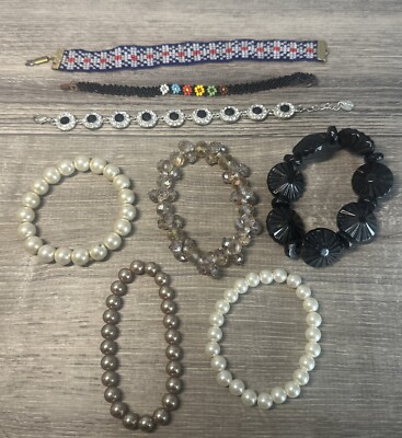 Lot of Bracelets (8) - Costume Jewelry - Different Styles / Shapes / Stones