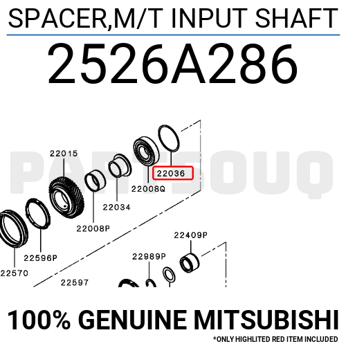 2526A286 Genuine Mitsubishi SPACER,M/T INPUT SHAFT - Afbeelding 1 van 1
