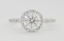 Natural Round Brilliant Diamond Halo Engagement Ring 1 ct 14k W Gold GIA Rtl 7K