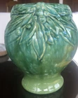 Vintage McCoy Pottery Stoneware Vase Glossy with Leaves and Berries