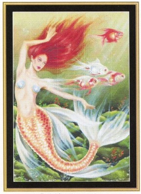 Fiskamancy Cross Stitch Pattern Mystic Stitch Mermaid Goldfish Full Coverage