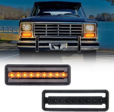 2PCS Switchback LED Front DRL Turn Signal Lights Ford Bronco F100 F150 F250 F350