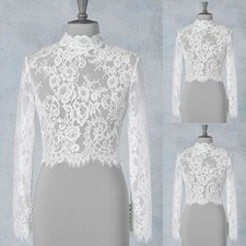 Lace Long Sleeves Wedding Jacket for Bride White Bolero Ivory Bridal Jackets