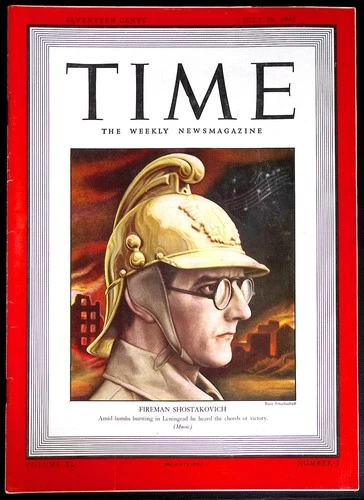 1942 Time Magazine (July 20) - Russian Fireman / Composer Dmitri Shostakovich