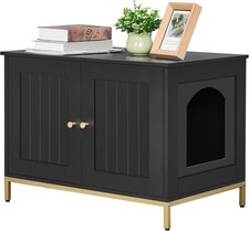 25.1"L x 16.7"W Cat Litter Box Enclosure, Modern Black and Gold Design