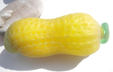 Sea Glass, Yellow Glass Cob of Corn with a Green Stem 6 Inches Long