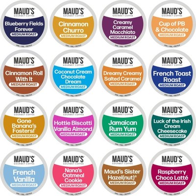Mauds Super Flavored Coffee Pods Variety Pack, 80 ct, 16 Assorted Flavors, Me...