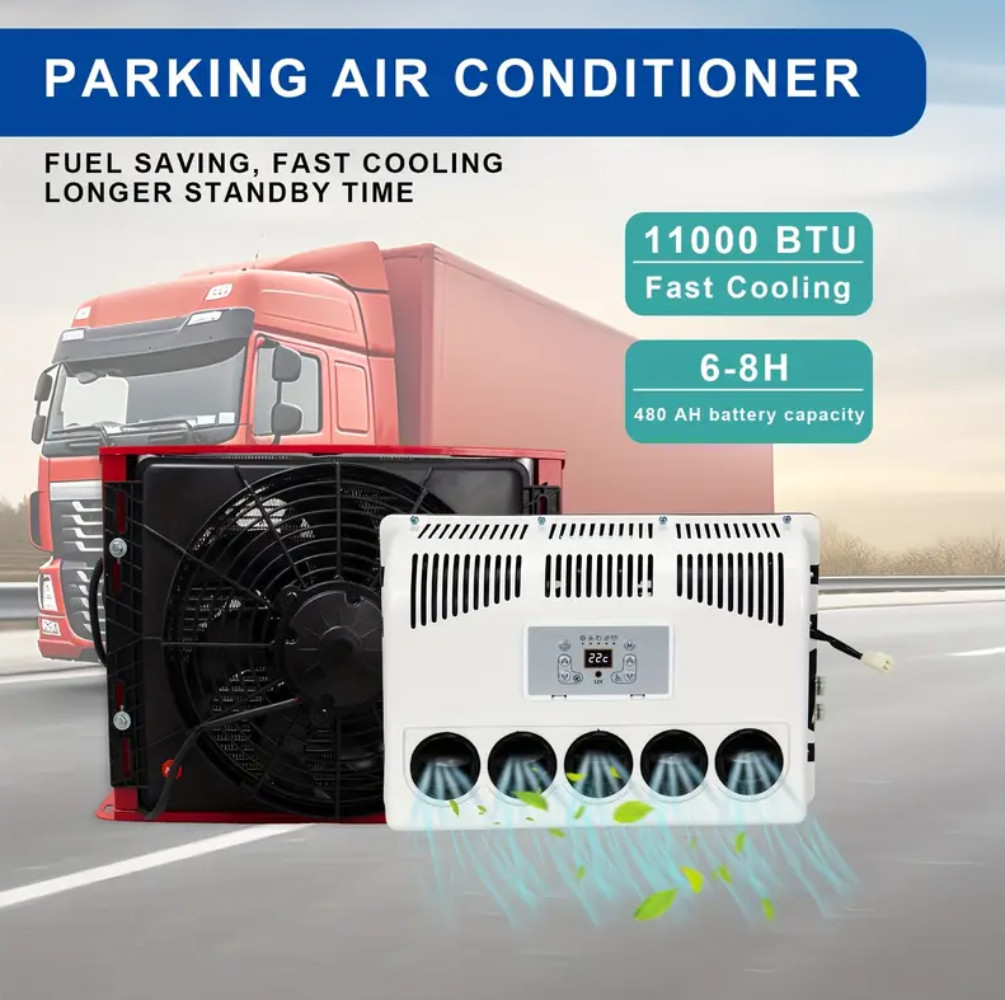 Fit for Cab Semi Truck Bus RV Caravan 12V Split Air Conditioner 11000 BTU AC Kit