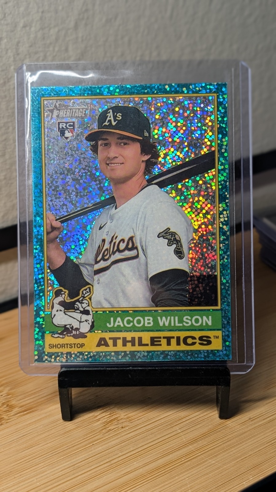 2025 Topps Heritage - Jacob Wilson #15 Chrome Aqua Sparkle Refractor (RC)