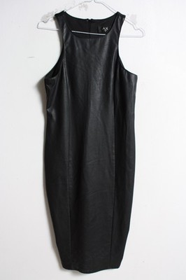 Ax Paris Damen Kunstlederkleid mit Vorderseite - schwarz - Größe 12 (F41)