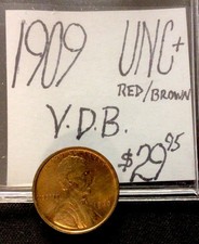 1909 Lincoln Wheat Cent UNC  V.D.B. Red/Brown ENN Coins