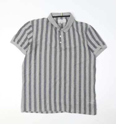 Larsson & Co Herren Poloshirt grau gestreift Baumwolle L