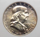 1959 "P" Franklin SILVER Half Dollar 50c ANACS MS64 #224 *SOAPBOX* BU Unc ECC&C