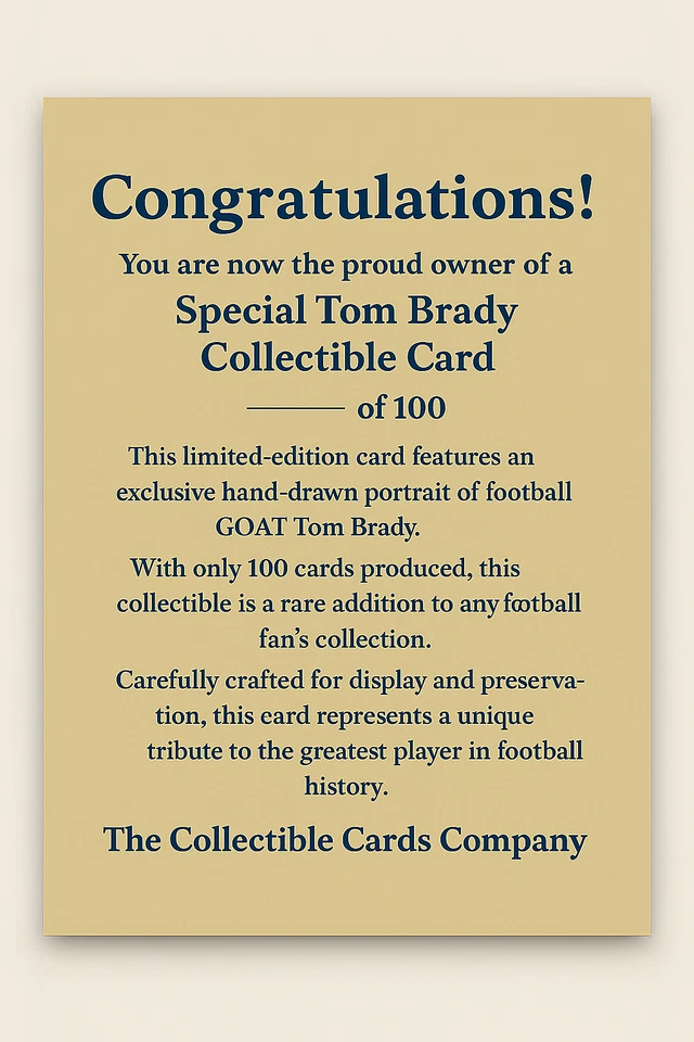 🔥 Ультраредкая карта Тома Брэди — эксклюзивный ограниченный тираж 100 штук! 🔥 - Изображение 2 из 2
