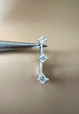 Estate 14K White Gold 3-Diamond Bar Pendant