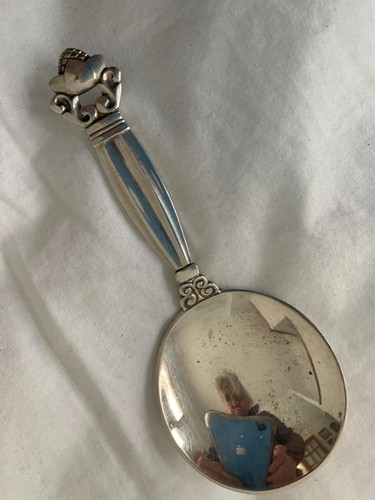 Antique Georg Jensen Sterling Silver Baby spoon Acorn pattern - Picture 6 of 6