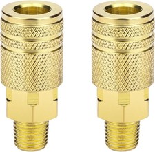 2 Packs 1/4" NPT M-Style Quick Connect Air Hose Fittings, 1/4 inch, Yellow