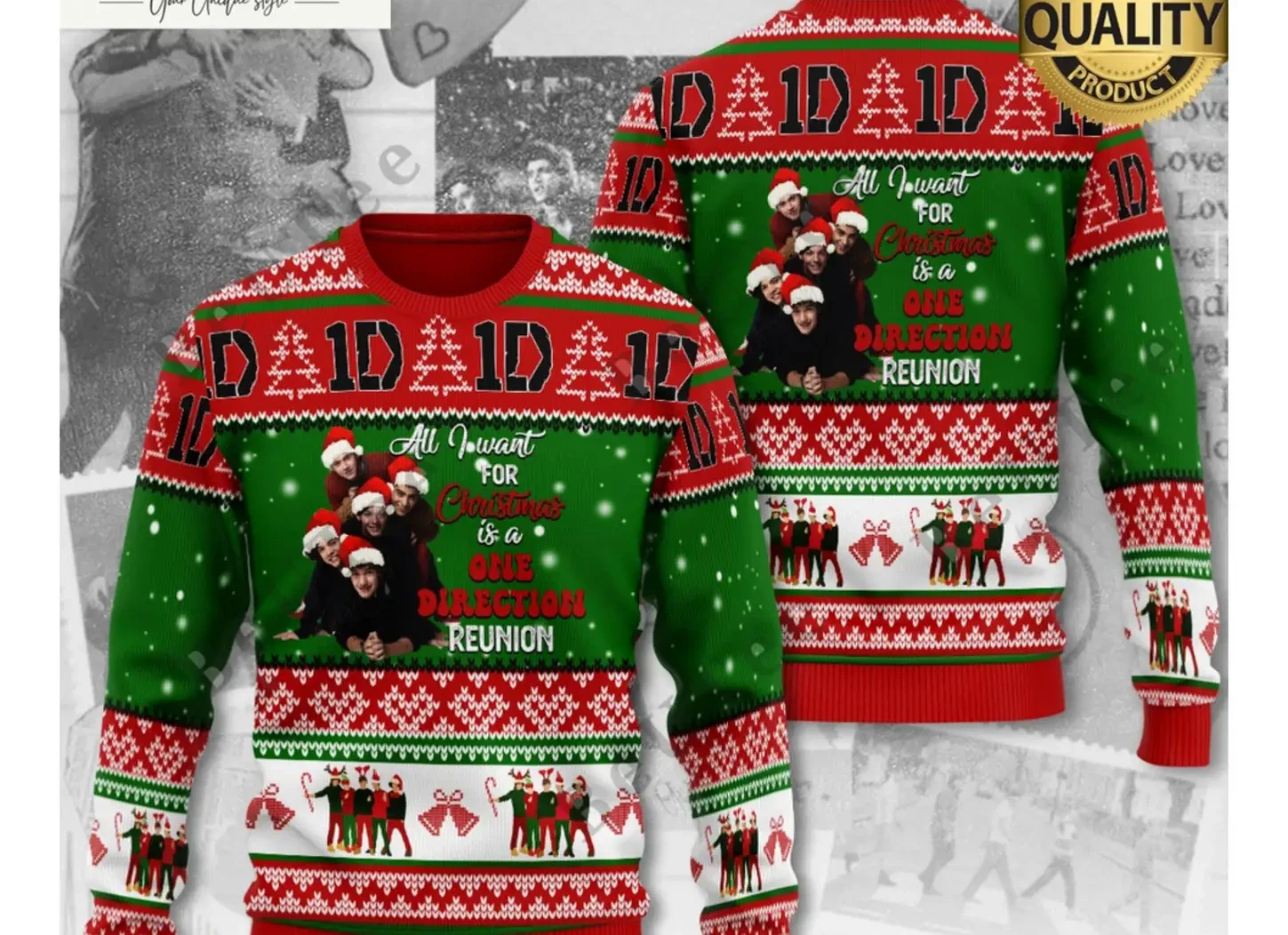 One Direction All I Want For Is Gifts For Holiday Christmas Ugly Sweater