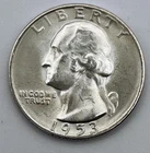 1953-S Silver Washington Quarter AU UNC San Francisco Mint 90% Silver
