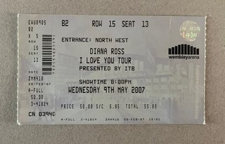 Diana Ross Concert Ticket Wembley Arena London 9th May 2007