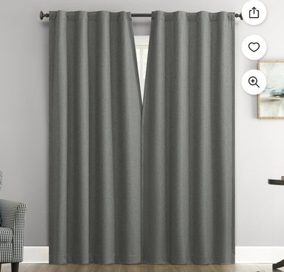 Sun Zero Vance 100% Blackout  Curtain Panel Pair 37x84 Steel Magnetic Back Tab