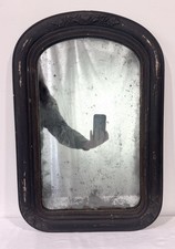 Antique 1800’s Mirror Original Grunge Patina Floral Motif Wood Back Frame