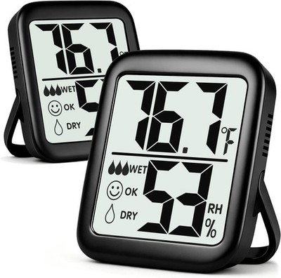 Antonki 2 Pack Room Thermometer for Home, Hygrometer Indoor Humidity Meter Ga...