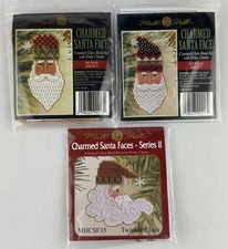 3 Mill Hill Charmed Santa Faces Counted Glass Bead Kits Christmas Ornament Lot