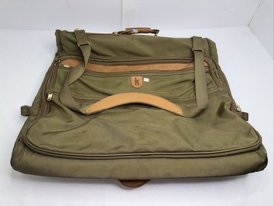 Hartmann Folding Hanging Garment Bag Travel Carry On Suit Strap Leather Nylon