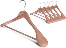 Extra Wide Red Cedar Wood Hangers - 6 Pack for Suits, Coats  Jackets