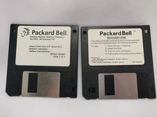 2x Packard Bell Recovery MS-DOS 6.2 P/N 142370 3.5" Floppy Disks Update Master